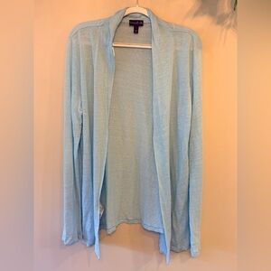 LONG TALL SALLY Linen Light Blue Open Front Cardigan